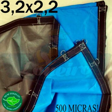 Lona 3,2 x 2,2m Loneiro 500 Micras PPPE Azul e Cinza com argolas 