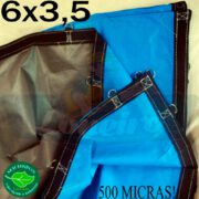 Lona 6,0 x 3,5m Loneiro 500 Micras PPPE Azul e Cinza com argolas 