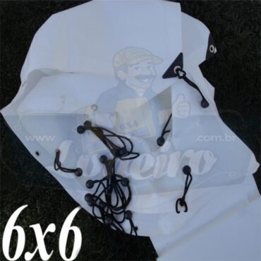Lona 6,0 x 5,0m Plástica Branca 300 Micras com ilhoses a cada 50cm + 44 Elásticos LonaFlex 30cm de brinde!
