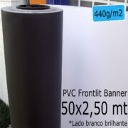 Tecido Lona: Banner 50x2,50 Metros Branco Brilhante / Preto 440 GSM Bobina PVC Vinil Rolo para Impressão Digital Banners Propagandas Fachadas Posters