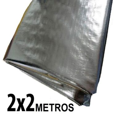 Lona 2,0 x 2,0m Loneiro 300 Micras Metalizada de um lado e Branca do outro sem acabamento para estufa grow jardim cultivo indoor de plantas