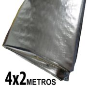 Lona 4,0 x 2,0m Loneiro 300 Micras Metalizada de um lado e Branca do outro sem acabamento para estufa grow jardim cultivo indoor de plantas