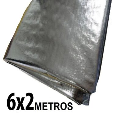 Lona 6,0 x 2,0m Loneiro 300 Micras Metalizada de um lado e Branca do outro sem acabamento para estufa grow jardim cultivo indoor de plantas