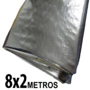 Lona 8,0 x 2,0m Loneiro 300 Micras Metalizada de um lado e Branca do outro sem acabamento para estufa grow jardim cultivo indoor de plantas