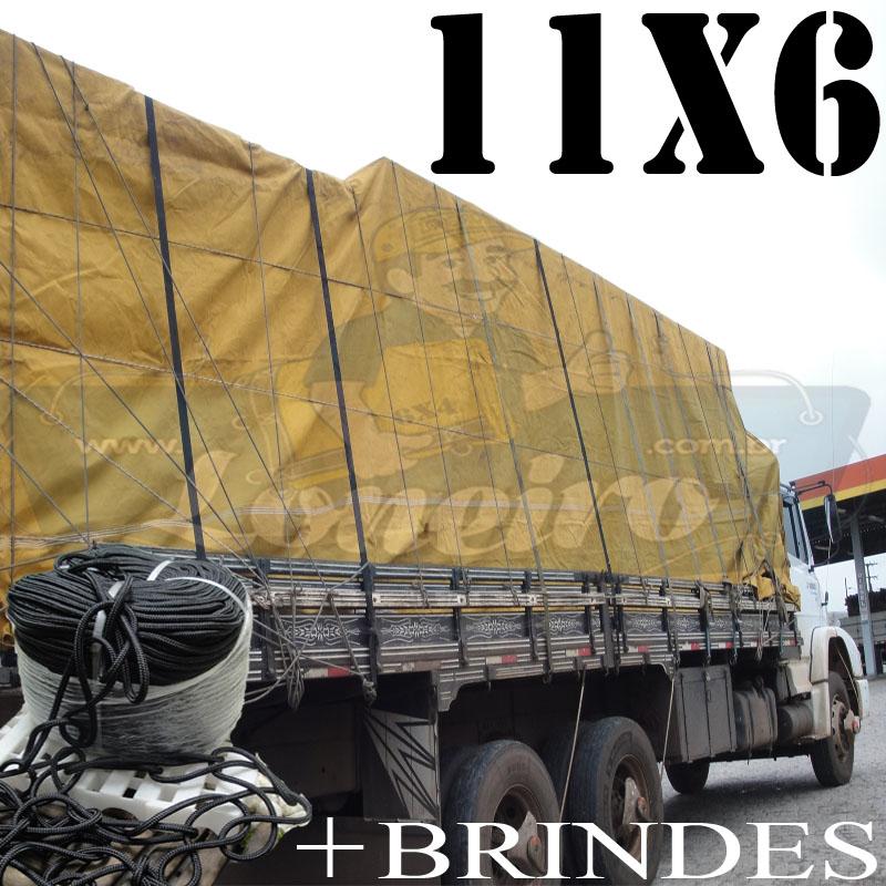 Lona: 11,0 x 6,0m Encerado para Caminhão +Ilhoses + 70 metros Corda 8mm de brinde para amarrar carga