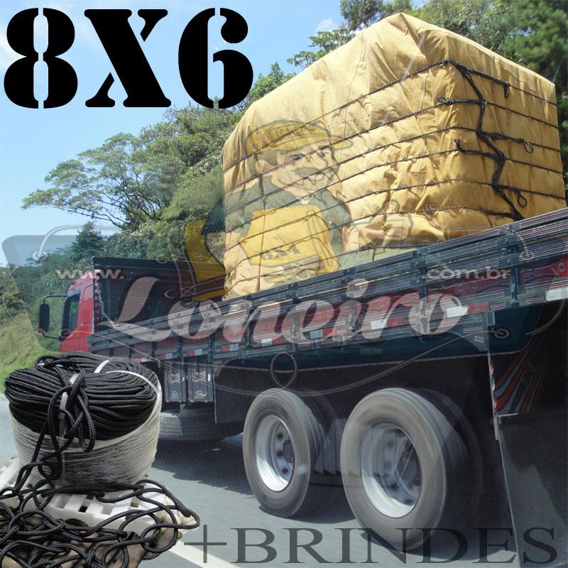 Lona 8,0 x 6,0m Encerado para Caminhão Truck + Ilhoses + 50m de Corda Preta 10mm + 50m Corda 8mm de brinde!