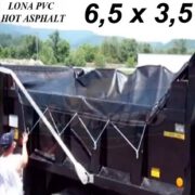 Lona 6,5 x 3,5m PVC HOT ASPHALT RESISTÊNCIA de + 200°C Caminhão Vinil Lonil Transporte Massa Asfalto Quente CBUQ + 20 Extensores 50cm