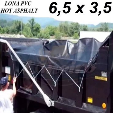 Lona 6,5 x 3,5m PVC HOT ASPHALT RESISTÊNCIA de + 200°C Caminhão Vinil Lonil Transporte Massa Asfalto Quente CBUQ + 20 Extensores 50cm