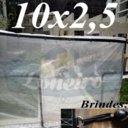 Lona: 10,0 x 2,5m Transparente 400 Micras Plástica Crystal Argolas + 30 metros Corda 4mm!