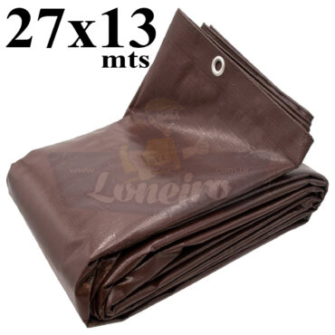 Lona: 27,0 x 13,0m Marrom 300 Micras Gigante para Talude, Quadra Tênis, Cobertura Solo e Proteção Erosão Multi-Uso com ilhoses a cada 50cm