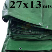 Lona: 27,0 x 13,0m Verde 300 Micras Gigante para Talude, Quadra Tênis, Lago, Cobertura Solo e Proteção Erosão Multi-Uso com ilhoses a cada 50cm