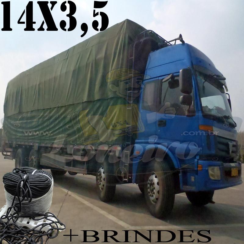 Lona: 14,0 x 3,5m Cotton Encerado RipStop Algodão Verde Caminhão Carreta 3 eixos  + Corda 50 metros 8mm