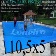 Capa para Piscina Super: 10,5 x 5,0m PP/PE Lona Térmica de Proteção Segurança e Cobertura +74m+74p+5b