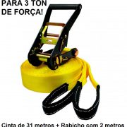 Kit Slackline Cinta 31 Metros Amarela com Alças e Catraca + 2 Protetores de Árvores em Lona mais resistente Slack com Rabicho de 2 metros