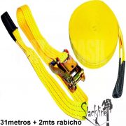 Slackline corda slack slacker line kit original cinta 31 X 50mm Curitiba Paraná sp pr rj rs + 2 metros rabicho