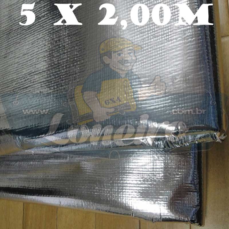 Tecido Plástico de Polietileno Metalizado 5,0 x 2,0m = 10m² Refletivo Capa de Surf Revestimentos Impermeável com 300 Micras