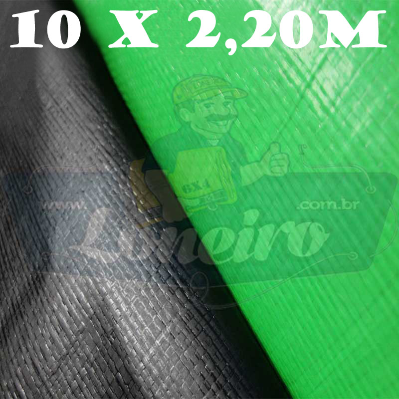 Tecido Plástico Polietileno Verde Limão / Preto Fosco 10,0 x 2,20m = 22m²  Impermeável com 300 Micras
