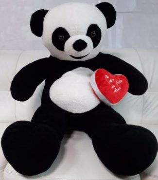 Urso Panda + Coração de Pelúcia Gigante com 120cm / 1,20 metros Presente Namorada