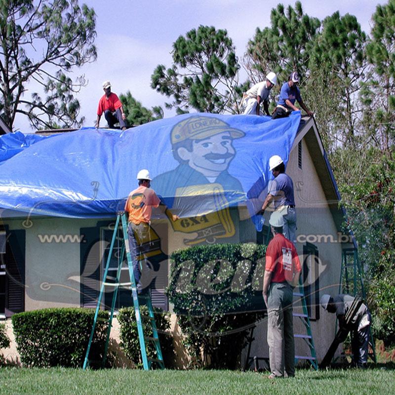 Lona 5,0 x 4,0m Azul 300 Micras + 18 Elásticos LonaFlex 30cm (para Telhado, Barraca, Cobertura e Proteção Multi-Uso)