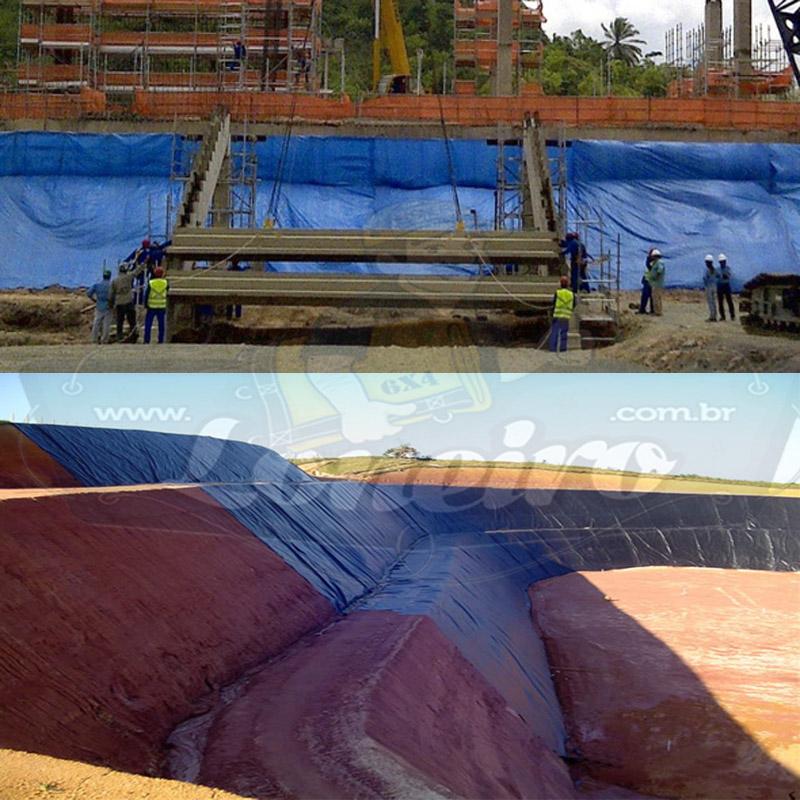 Lona: 20,0 x 20,0m Azul 300 Micras Cobertura Proteção Impermeabilização Lagos Tanques de Peixes Reservatórios com Ilhoses a cada 1 metro