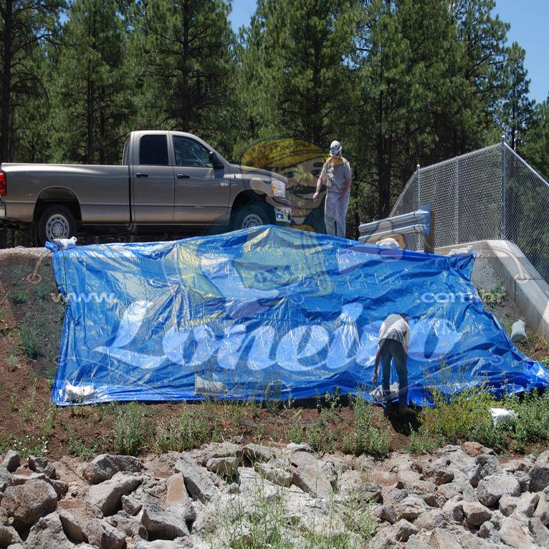 Lona: 20,0 x 5,0m Azul 300 Micras Impermeável para Telhado, Barraca, Cobertura e Proteção Multi-Uso com ilhoses a cada 50cm